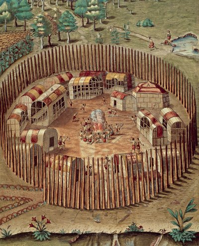 Amerikai őslakos erődített falu Virginiában alkotó: Theodore de Bry