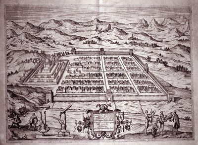 Kilátás a perui Cuzco inka városára (metszet alkotó: Theodore de Bry