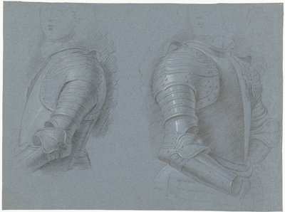 Tanulmányi lap egy cuirass bal és jobb oldalával alkotó: Theodorus Netscher