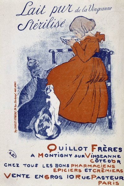 Reklámplakát a Vingeonne tiszta tejéhez - Steinlentől alkotó: Théophile Alexandre Steinlen
