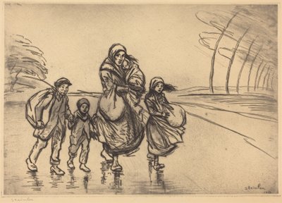 Az esőben: anya és gyermekei alkotó: Théophile Alexandre Steinlen