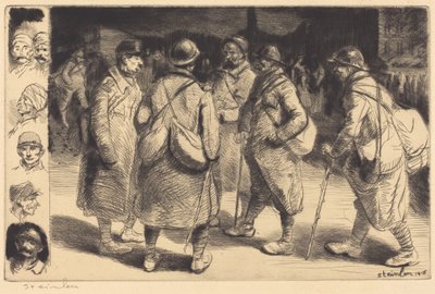 Szabadságon lévő katonák – Éjszakai jelenet (Szabadságon lévők – Éjszakai hangulat) alkotó: Théophile Alexandre Steinlen
