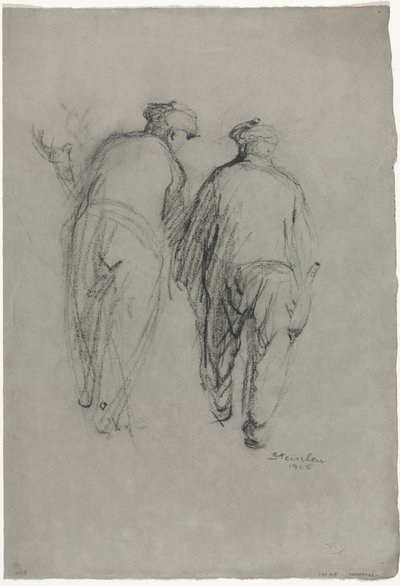 Két férfi dolgozik, hátsó nézet alkotó: Théophile Alexandre Steinlen
