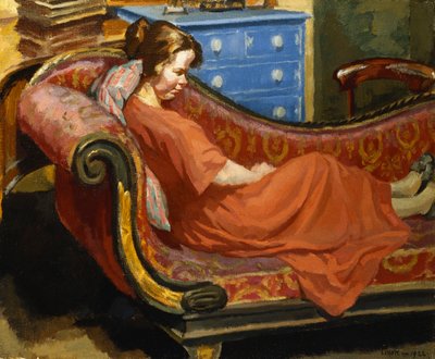 Lány pihen egy sezlon alkotó: Therese Lessore
