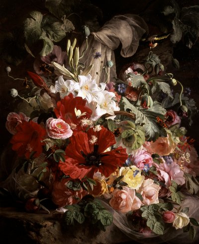 Csendélet liliomból, pipacsból és rózsából. Theude Gronland (1817-1876) festménye Magángyűjtemény. alkotó: Theude Gronland