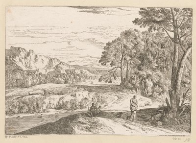 Árkádiai táj egy halászszal a patak mellett Suite de Paysages (sorozat címe) alkotó: Théodore