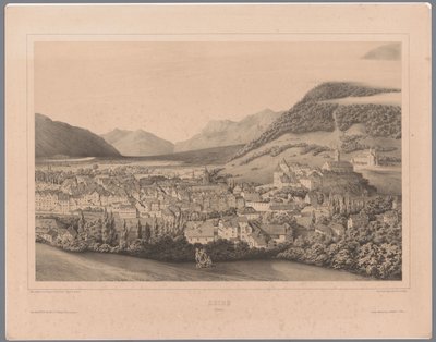 Kilátás a Churra Graubündenben Coire (Suisse) (cím a tárgyon) alkotó: Théodore Achille Louis Dumoncel