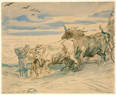 Drover ökrökkel húz egy szekeret alkotó: Théodore Chassériau
