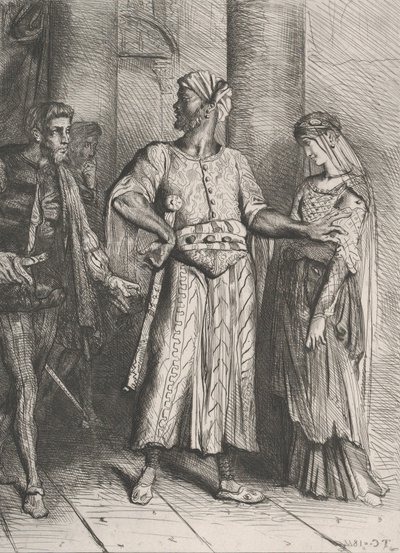Őszinte Iago, a Desdemonámat neked kell hagynom: 4. tábla az Othelltől..., 1844-ben metszett, 1900-ban újranyomva. alkotó: Théodore Chassériau