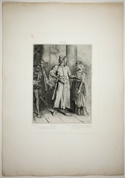 Őszinte Jago, az én Desdemonámat rád kell hagynom, négyes lemez Othellóból. alkotó: Théodore Chassériau