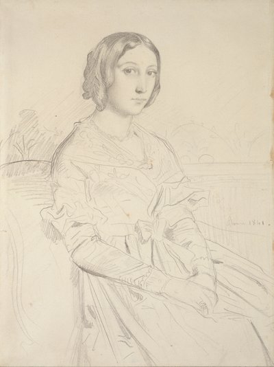 Háromnegyed balra ülő fiatal nő portréja, 1839-1856 alkotó: Théodore Chassériau
