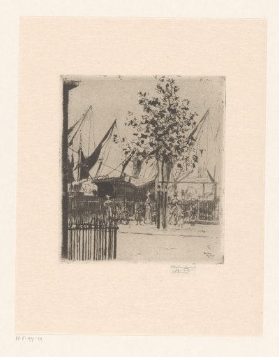 Utcakép egy kikötő figuráival A Luna Street sarka, a Chelsea Embankment alkotó: Théodore Roussel (signed by artist)