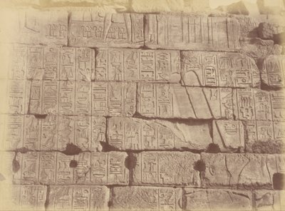 Közeli kép a hieroglif feliratokról és szobrokról (a legyőzött nemzetek listája), Karnak alkotó: Théodule Devéria