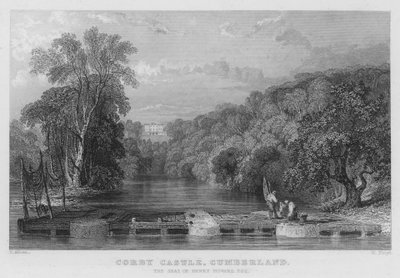 Corby Castle, Cumberland, Henry Howard székhelye (metszet) alkotó: Thomas (after) Allom
