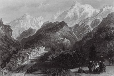 Eaux Bonnes, a Pireneusokban (metszet) alkotó: Thomas (after) Allom