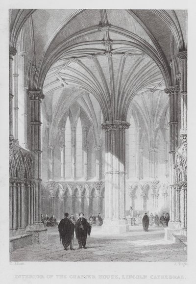 A Lincoln-székesegyház káptalanházának belseje (metszet) alkotó: Thomas (after) Allom
