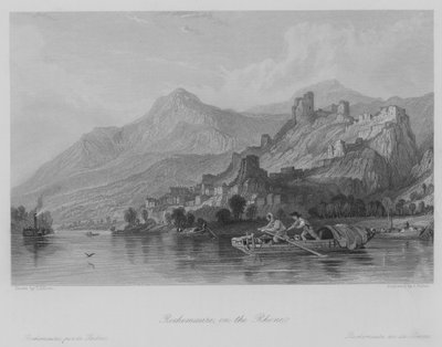 Rochemaure, a Rhone-on (metszet) alkotó: Thomas (after) Allom