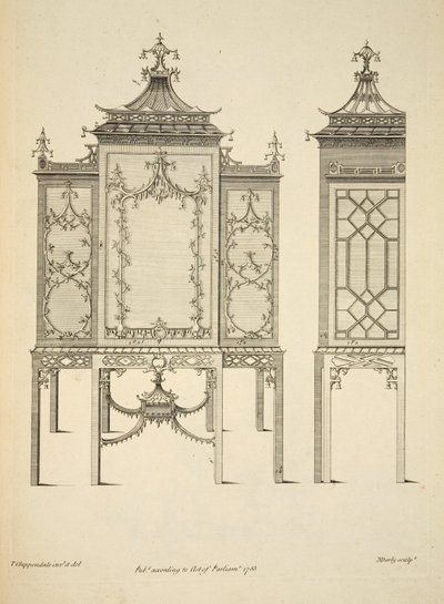 Design for a China Case, pub. 1753 (metszet) alkotó: Thomas (after) Chippendale