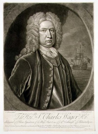 Sir Charles Wager (1666-1743), a Kék Osztag tengernagy portréja, metszet: John Faber (1684-1756) 1732 (metszet) alkotó: Thomas (after) Gibson