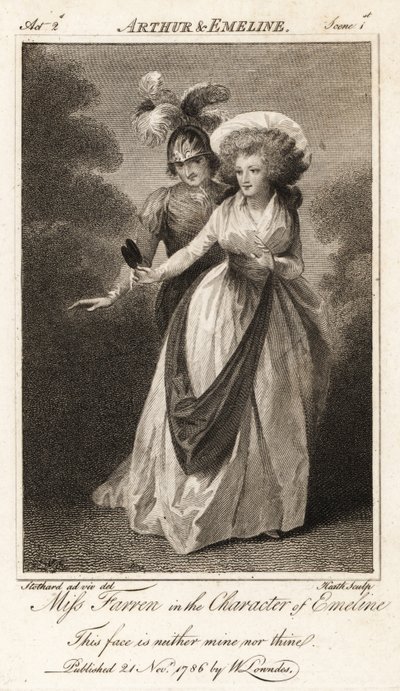 Elizabeth Farren kisasszony Emeline karakterében John Dryden Arthur és Emeline című művében alkotó: Thomas (after) Stothard
