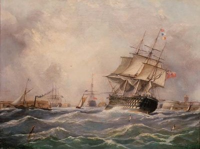 Brit hadihajó Portsmouth mellett alkotó: Thomas (attr. to) Buttersworth