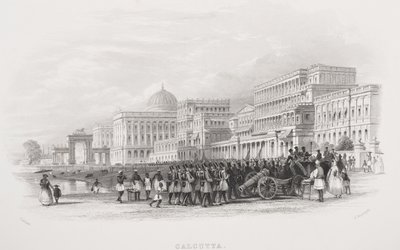 Kalkutta, az Esplanade, E. Radclyffe metszete, a "Történelmi arcképek galériájából", kiadva 1880 körül alkotó: Thomas Allom