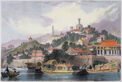 "A császári palota kertje, Peking", Kína, 1843 alkotó: Thomas Allom