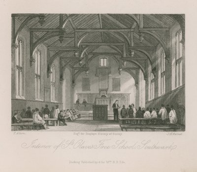 St Olave szabadiskola belseje alkotó: Thomas Allom
