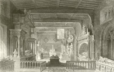 Rutland grófjainak emlékművei a Bottesford Churchben, Leicestershire-ben alkotó: Thomas Allom