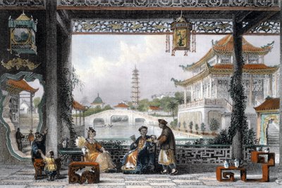 "A mandarin pavilonja és kertje Peking közelében", Kína, 1843 alkotó: Thomas Allom