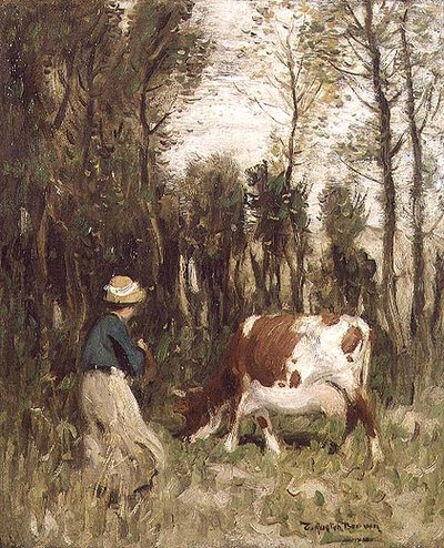 Lány vezet egy tehenet alkotó: Thomas Austen Brown