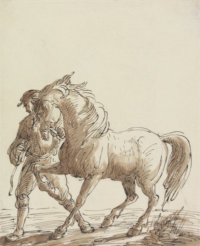 Ember vezet egy lovat alkotó: Thomas Barker