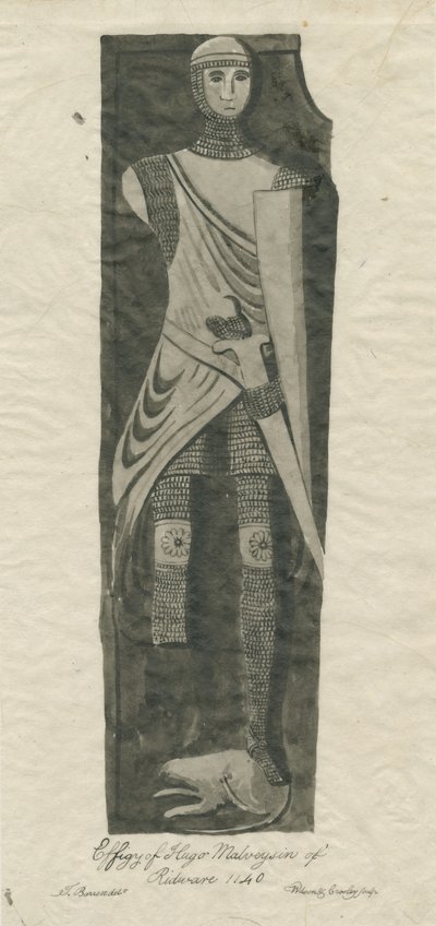 Mavesyn Ridware – Hugo Mavesyn sírja: szépia és tinta nyomkövetése, nd [?18. század vége] alkotó: Thomas Barrett