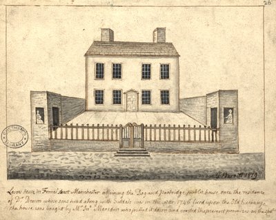 Levers House, Manchester, 1819 (toll, tinta és mosás papíron) alkotó: Thomas Barritt
