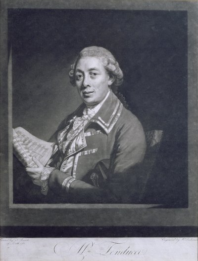 Giusto Ferdinando Tenducci (kb.1735-90) olasz kasztrát portréja, William Dickinson (1746-1823) metszet, 1782 alkotó: Thomas Beach