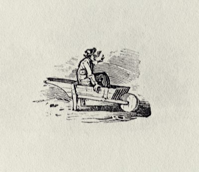 Egy férfi talicskában a Brit madarak és négylábúak története című kiadványból, 1815 (bw metszet) alkotó: Thomas Bewick