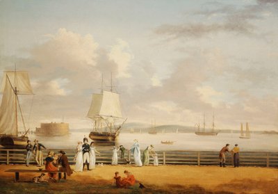 The Battery and Harbour, New York, 1811-1812 körül alkotó: Thomas Birch