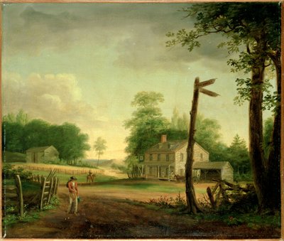 Wayside Inn Philadelphiába vezető úton alkotó: Thomas Birch