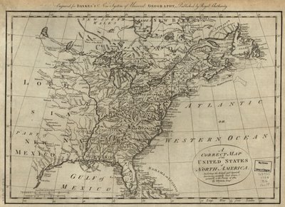 Az Észak-amerikai Egyesült Államok helyes térképe; beleértve a brit és spanyol területeket, gondosan lerajzolva az 1784. évi szerződésnek megfelelően. LOC 74692103 alkotó: Thomas Bowen