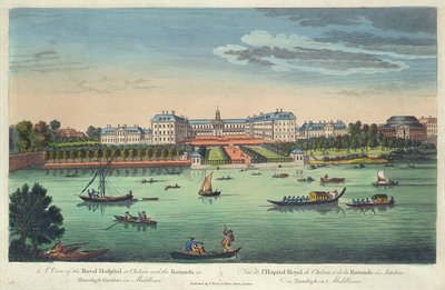 Kilátás a chelsea-i királyi kórházra és a Rotundára a Ranelagh Gardensben, pub. Robert Sayer, 1751 alkotó: Thomas Bowles