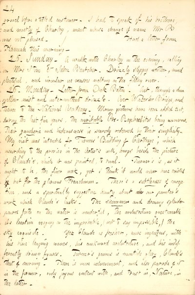 Leírja a londoni National Academy [Galéria] látogatását.     Átírás alkotó: Thomas Butler Gunn