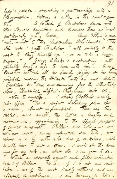 Ismerteti az irodát, amelyet Frank Bellew -vel oszt meg, és William Boutcher levelét.     Átirat alkotó: Thomas Butler Gunn