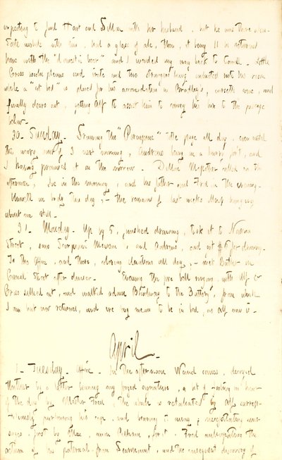 Thomas Butler Gunn naplói- 2. kötet, 70. oldal, 1851. március 29. és április 1. alkotó: Thomas Butler Gunn
