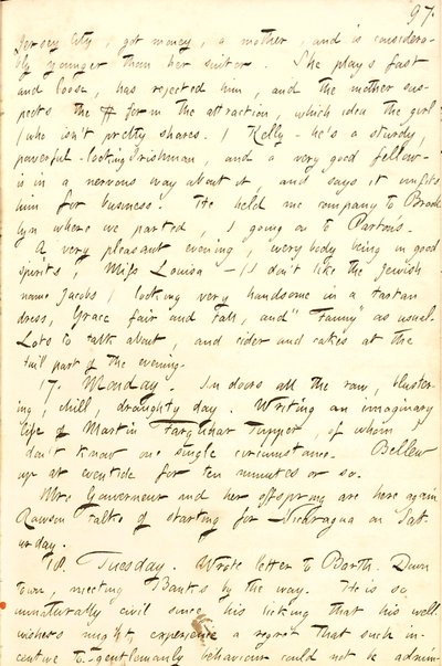 Thomas Butler Gunn naplói- 8. kötet, 104. oldal, 1856. november 16-18 alkotó: Thomas Butler Gunn