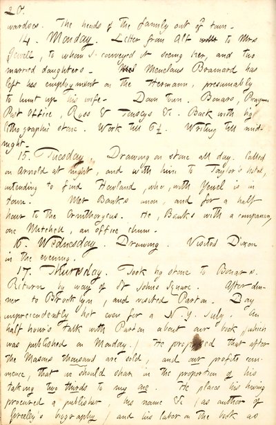 Thomas Butler Gunn naplói- 8. kötet, 27. oldal, 1856. július 13-17 alkotó: Thomas Butler Gunn