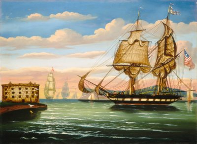 New York-i öböl, naplemente, 19. század közepe. alkotó: Thomas Chambers