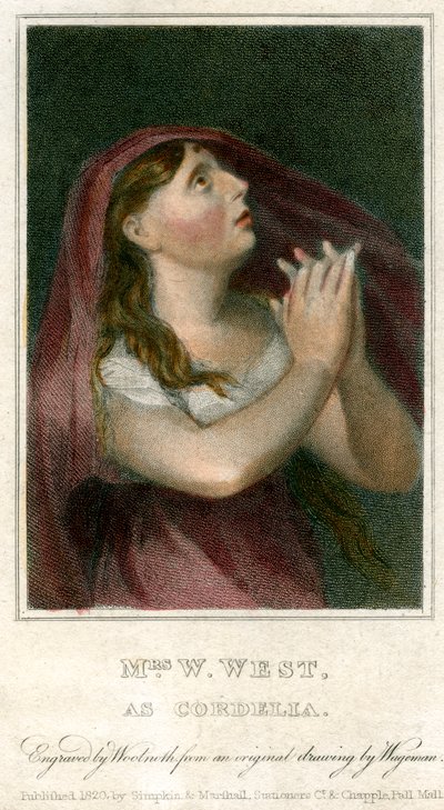 Mrs W West mint Cordelia, 1820. alkotó: Thomas Charles Wageman