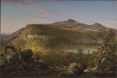 A két tó és a Mountain House látképe, Catskill-hegység, reggel alkotó: Thomas Cole