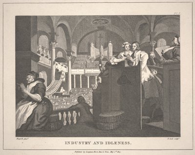 Ipar és tétlenség [Hogarth: A szorgalmas tanítvány, aki a keresztény kötelességét teljesíti] című könyve nyomán] alkotó: Thomas Cole