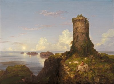Olasz tengerpart romos toronnyal. 1838 alkotó: Thomas Cole